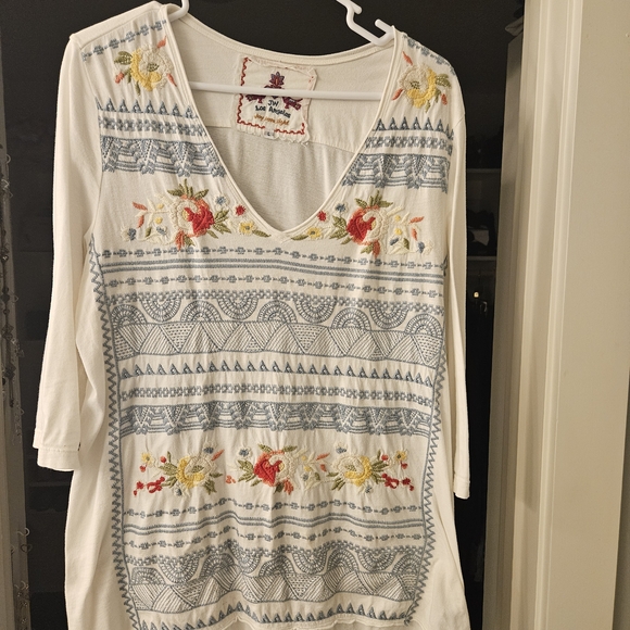 Johnny Was Tops - Johnny Was Embroidered Tunic-Large